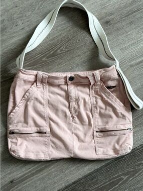 Everyday Pink Canvas Shoulder Bag with White Strap